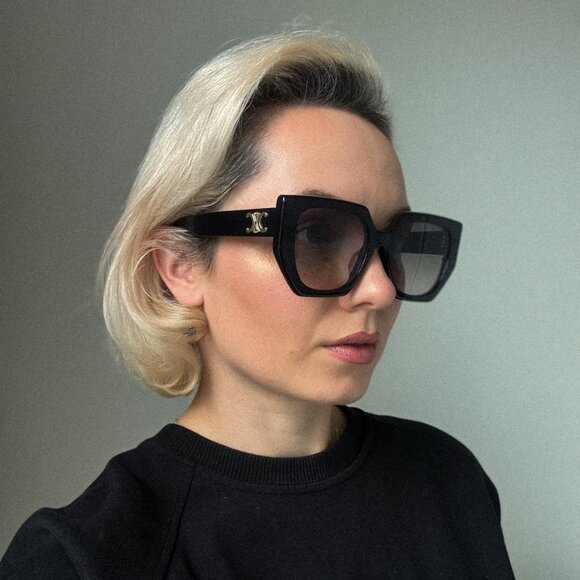 Celine TRIOMPHE Women Sunglasses Black Brown Gradient Butterfly CL40239F 01F - Picture 14 of 14